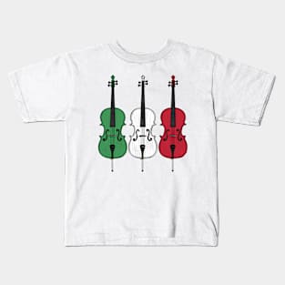 Cello Italian Flag Cellist String Musician Italy Kids T-Shirt